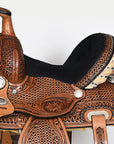 COMFYTACK Horse Barrel Racing American Leather Saddle Floral Dark Brown