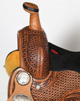 COMFYTACK Horse Barrel Racing American Leather Saddle Floral Dark Brown