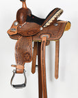 COMFYTACK Horse Barrel Racing American Leather Saddle Floral Dark Brown