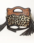 Ohlay Bags OHA113 Clutch Hand Tooled Hair-On Genuine Leather Women Bag Western Handbag Purse
