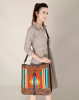 OHLAY OHA115 HOBO Hand Tooled Upcycled Wool Genuine Leather women bag western handbag purse