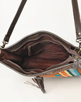 OHLAY OHA115 HOBO Hand Tooled Upcycled Wool Genuine Leather women bag western handbag purse