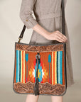 OHLAY OHA115 HOBO Hand Tooled Upcycled Wool Genuine Leather women bag western handbag purse
