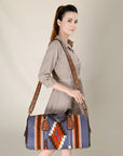 OHLAY OHA125 DUFFEL Hand Tooled Upcycled Wool Genuine Leather women bag western handbag purse