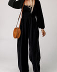 Ryleigh Smocked Square Neck Long Sleeve Wide Leg Jumpsuit