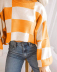 Checker Bishop Sleeve Sweater