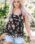 Fallon Floral Spaghetti Straps Strappy Back Tank Top
