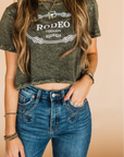The Rodeo Retro Cropped Tee in Olive