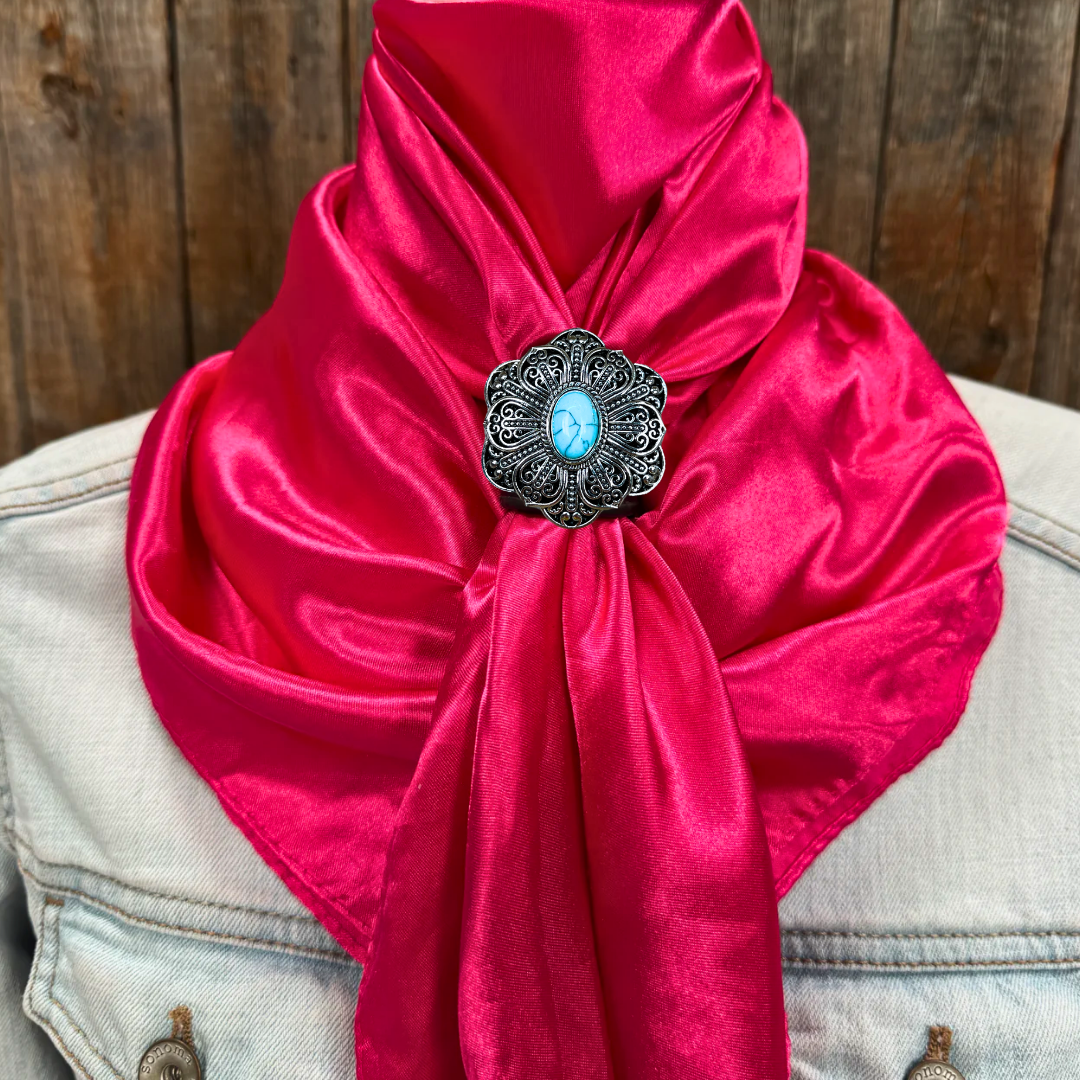 35X35" Solid Hot Pink Wild Rag / Scarf WRS25 - Western Concho Wild Rag Slides - Assorted