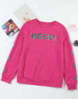 MERRY Christmas Tree Sequin Patchwork Sweatshirt