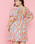 Lea Puff Sleeve Square Neck Plus Babydoll Dress