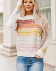 Poppy Stripe Long Sleeve Round Neck Sweater