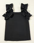 Solid Ruffle Trim Sleeveless Top
