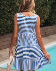 Stripe Sleeveless Tiered Mini Dress