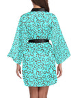 Mini Turquoise Horeshoe Women's Lounge Kimono Robe