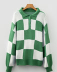 Checker Collared Long Sleeve Sweater