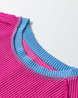 Contrast Trim Corded Knit T-Shirt