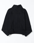 Zip Up Stand Collar Ribbed Thumbhole Sleeve Sweatshirt