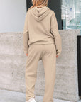 Solid Corduroy Lace Hoodie and Pants Set