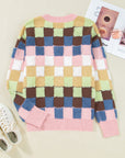 Checker Button Front Cardigan