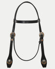Hilason Western Horse Genuine Leather Headstall Bridle Engraved GS Concho Black