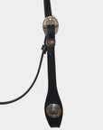 Hilason Western Horse Genuine Leather Headstall Bridle Engraved GS Concho Black