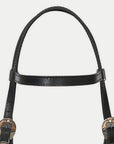Hilason Western Horse Genuine Leather Headstall Bridle Engraved GS Concho Black