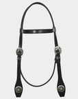 Hilason Western Horse Genuine Leather Headstall Bridle Engraved GS Concho Black