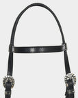 Hilason Western Horse Genuine Leather Headstall Bridle Engraved GS Concho Black