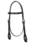 Hilason Western Horse Genuine Leather Headstall Bridle Engraved GS Concho Black