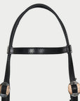 Hilason Western Horse Genuine Leather Headstall Bridle Engraved GS Concho Black