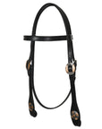Hilason Western Horse Genuine Leather Headstall Bridle Engraved GS Concho Black