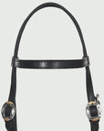 Hilason Western Horse Genuine Leather Headstall Bridle Engraved GS Concho Black