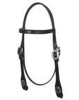 Hilason Western Horse Genuine Leather Headstall Bridle Engraved GS Concho Black