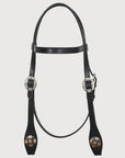 Hilason Western Horse Genuine Leather Headstall Bridle Engraved GS Concho Black