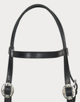 Hilason Western Horse Genuine Leather Headstall Bridle Engraved GS Concho Black