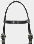 Hilason Western Horse Genuine Leather Headstall Bridle Engraved GS Concho Black