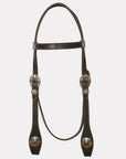 Hilason Western Horse Genuine Leather Headstall Bridle Engraved GS Concho Brown