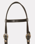 Hilason Western Horse Genuine Leather Headstall Bridle Engraved GS Concho Brown