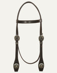 Hilason Western Horse Genuine Leather Headstall Bridle Engraved GS Concho Brown