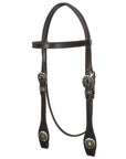 Hilason Western Horse Genuine Leather Headstall Bridle Engraved GS Concho Brown