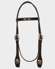 Hilason Western Horse Genuine Leather Headstall Bridle Engraved GS Concho Brown