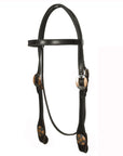 Hilason Western Horse Genuine Leather Headstall Bridle Engraved GS Concho Brown