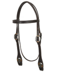 Hilason Western Horse Genuine Leather Headstall Bridle Engraved GS Concho Brown