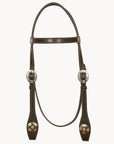 Hilason Western Horse Genuine Leather Headstall Bridle Engraved GS Concho Brown