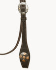 Hilason Western Horse Genuine Leather Headstall Bridle Engraved GS Concho Brown