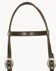 Hilason Western Horse Genuine Leather Headstall Bridle Engraved GS Concho Brown