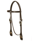 Hilason Western Horse Genuine Leather Headstall Bridle Engraved GS Concho Brown