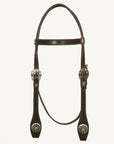 Hilason Western Horse Genuine Leather Headstall Bridle Engraved GS Concho Brown