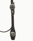 Hilason Western Horse Genuine Leather Headstall Bridle Engraved GS Concho Brown